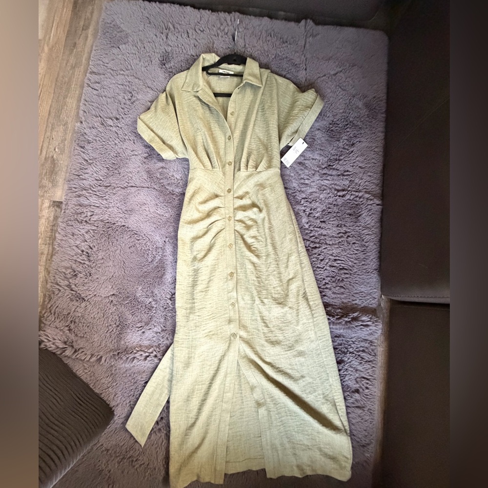 DKNY Olive Midi Dress with Button Detail